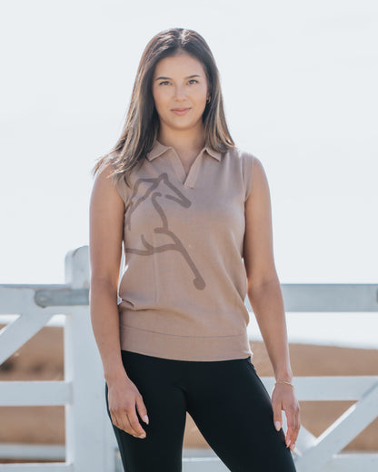 Fager Blair Sleeveless Polo Shirt Latte