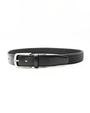 Open image in slideshow, Fager Elastic Leather Belt Black/Black
